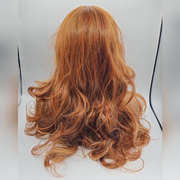 Uniwigs Ginger Spice Reddish Brown Highlighted Long Wavy Layered Lace Front Wig - Picture 7 of 11
